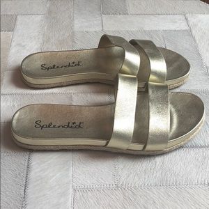 Brittani Slide Sandal (gold espadrille)